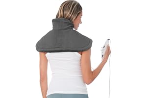 Pure Enrichment® PureRelief® Neck & Shoulder Heating Pad - 4 Heat Settings, Auto Shut-Off, Universal Fit, Magnet Closure, Soft Micromink, Storage Bag, 5-Year Warranty, Machine Wash (Charcoal Gray)