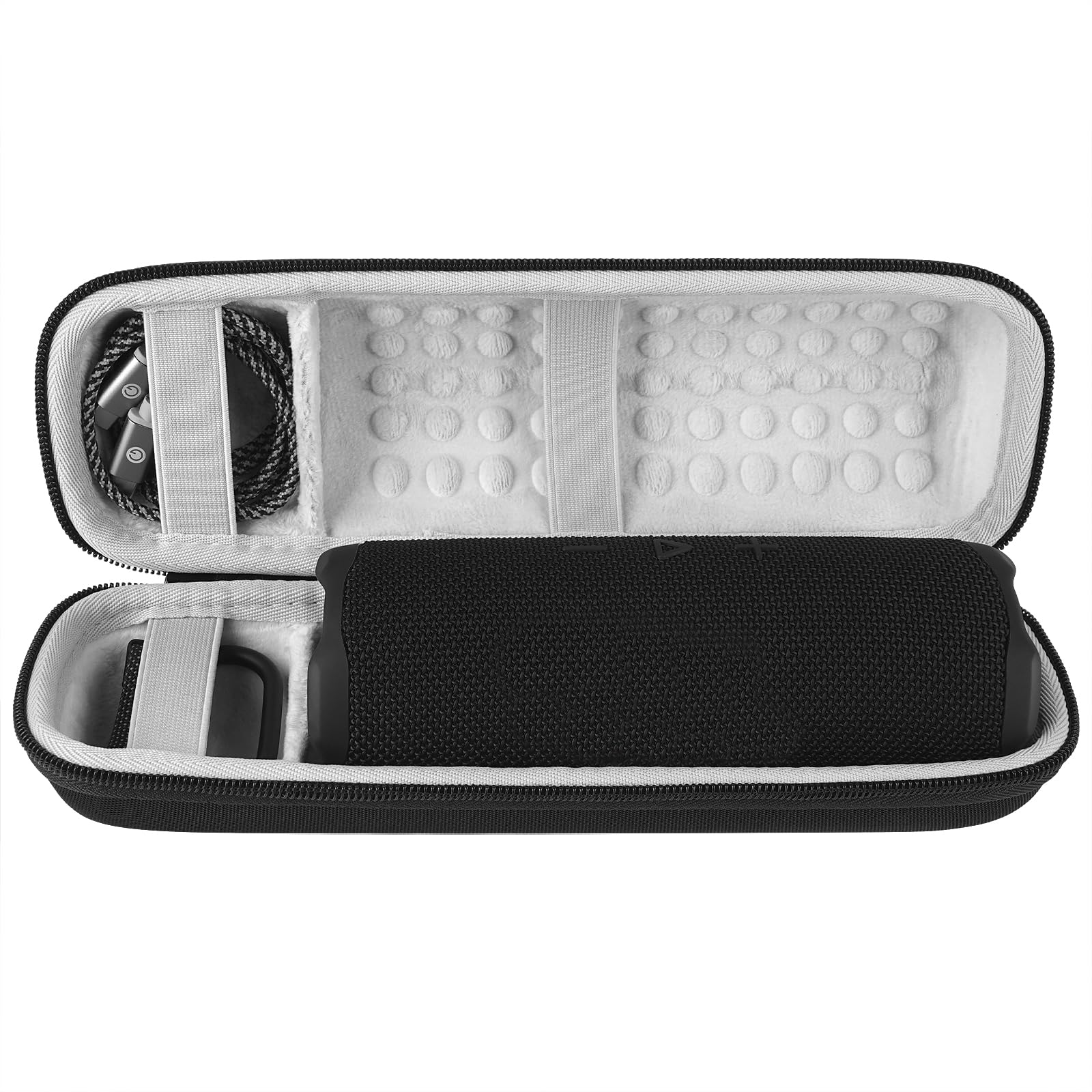 GEEKRIA Shield Speaker Case Compatible with JBL Flip 7/6 / 5/4 / 3, Replacement Travel Hard Shell Portable Speaker Protective Carrying Bag with Cable Storage, Shockproof (Black)
