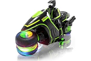 iappadore Remote Control Motorcycle, 2025 New Edition with RGB Color-Changing Wheels and Exclusive Sideways Glide, Ready-to-Play with 2 Batteries, 2.4GHz RC Stunt Bike Gift for Kids Boys Girls 5-12