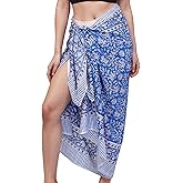 Hand Block Printed Cotton Sarong Wraps for Women – Lightweight Beach Swimsuit Cover Up, One Size Pareo 73 x 44 In