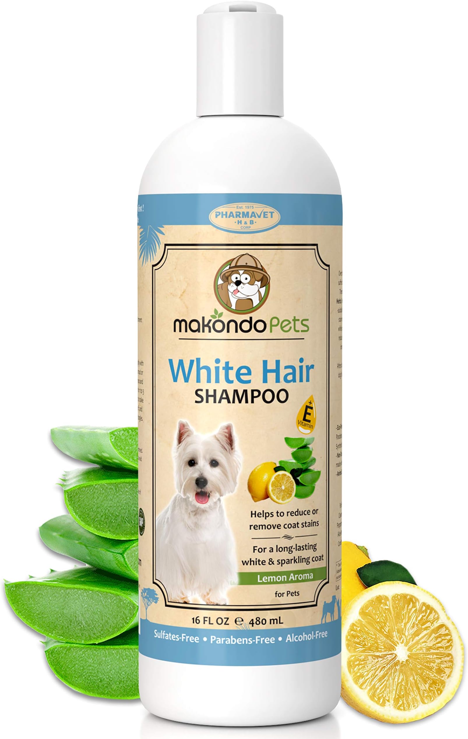 Dog Whitening Shampoo- For Dogs With White/Light Colored Hair/Coat/Fur-White Haired Pets Shampoo For Itching/Dry/Sensitive Skin-Biodegradable/Non Toxic/Vet Best Formula By Makondo Pets
