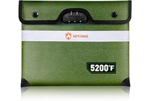 SPVIOQI Upgraded 5200°F Fireproof Money Bag with Lock, Fireproof Bag with Zipper/Reflective Strip, 9 Layers of Heat Insulated Material, Fire Proof Money Bag for Cash, A5 Documents, Water Resistant Fire Bag