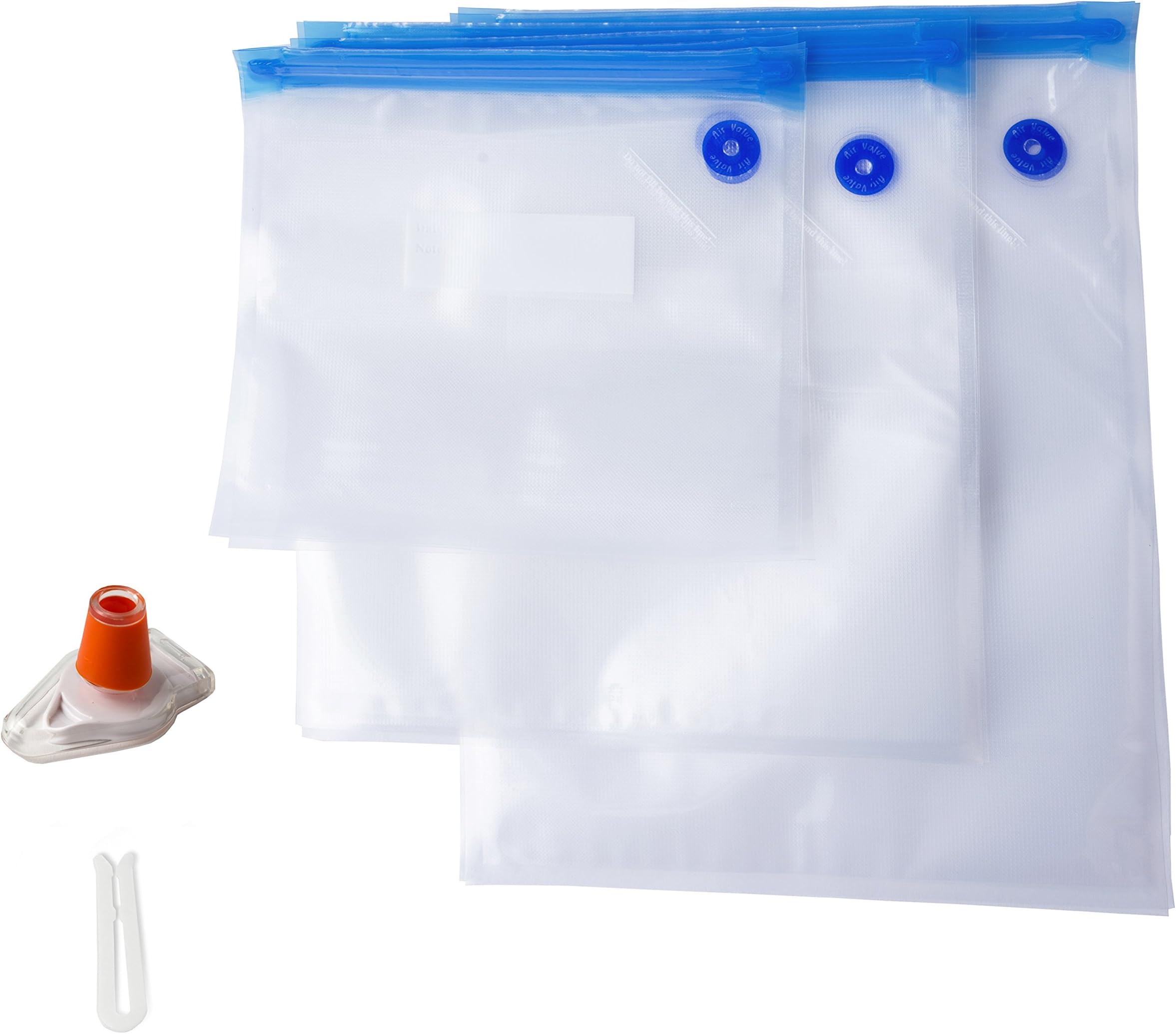 FoReal Design Sous Vide Bags Refill Kit - 15 Reusable BPA Free Sous Vide Bags, 1 Bag Sealing Clips, 1 Wine Bottle Stopper and E-Cookbook, HAND PUMP NOT INCLUDED