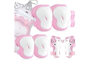 AresKo Kids/Youth Protective Gear Set, Kids Knee Pads and Elbow Pads Wrist Guard Protector 6 in 1 Protective Gear Set for Scooter, Skateboard, Bicycle, Inline Skating