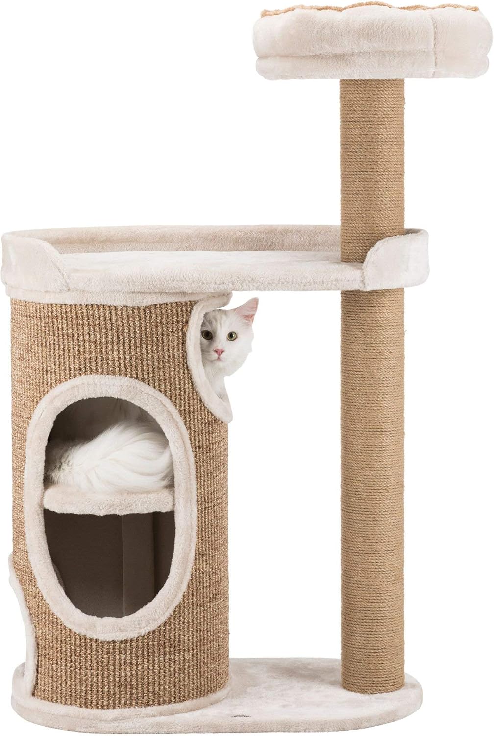 TRIXIE Falco 2-Story Cat Condo with Scratching Post, Two Platforms, Light Gray/Light Brown (44416), 117 cm - Image 3