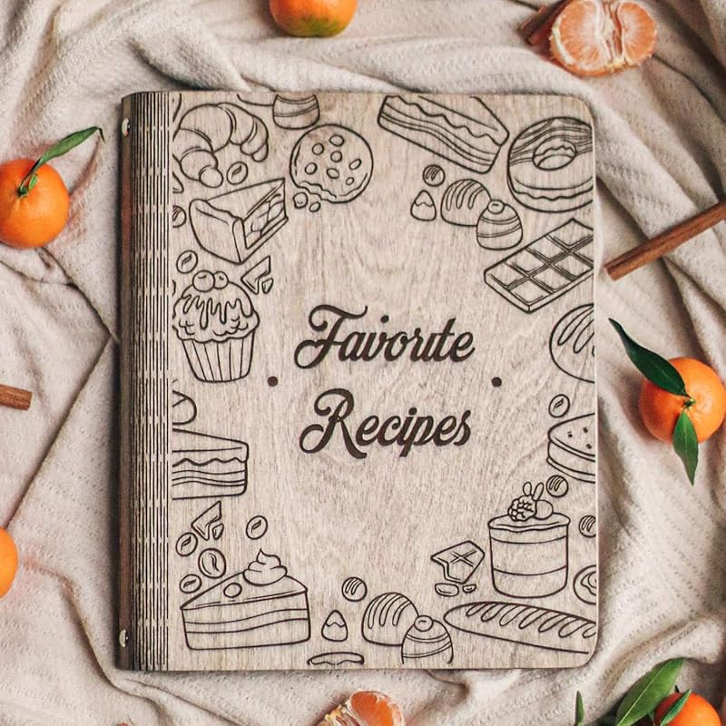Wooden Blank Recipe Book Binder Personalized Recipe Notebook Family Cookbook, Journal