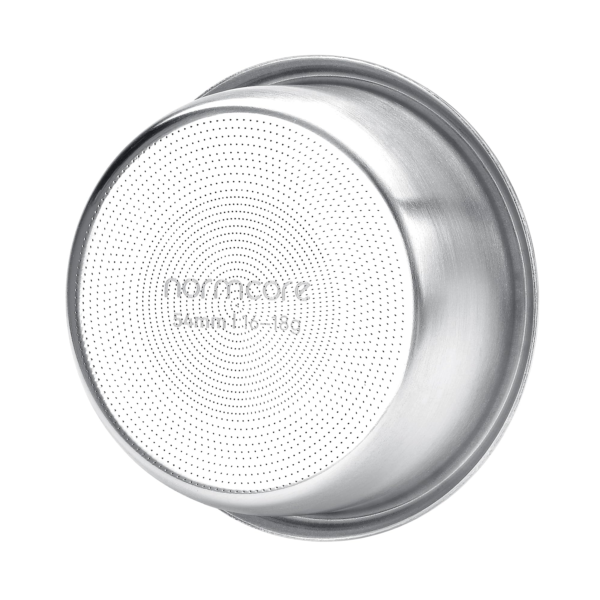 Normcore 54mm High Extraction Filter Basket, 18g Precision Double shot Basket For Breville Sage Portafilter, 0.8mm thick, 2569 Hole Pattern, Comes with a 53.3mm Puck Screen, Paper Filters, 18g