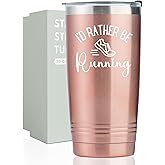 Onebttl Gifts for Runners Women, Running Gift for Female, 20oz Stainless SteelTumbler with Lid Straw - I'd Rather Be Running