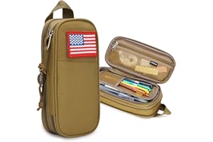 ATRIPACK Pencil Case Big Capacity High Large Storage Tactical Small Tool Pouch Bag Marker Pen Case Stationery Bag Travel Holder School College Office Organizer for Kids Men Women Adult Teens (Brown)
