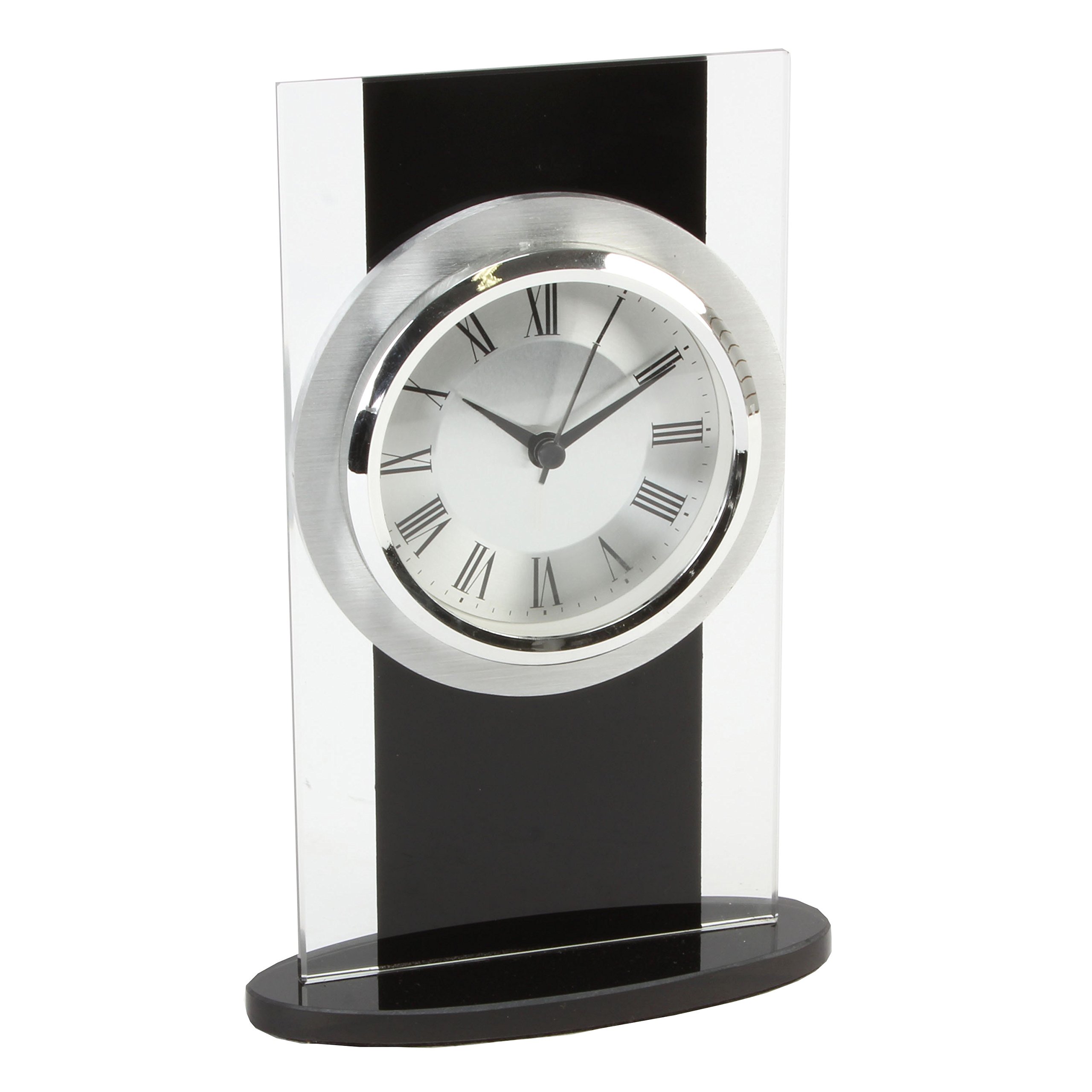 ukgiftstoreonline Glass and black modern mantle clock