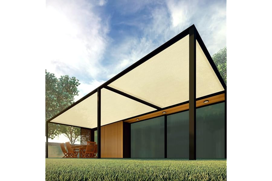 Patio 6' x 25' Sun Shade Fabric Roll 6/8/12 FT Shade Cloth for Patio, Outdoor Mesh Sail Sun Shades Canopy Replacement Pergola Cover for Backyard Deck Porch, Beige