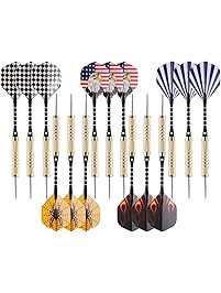 UZOPI 15 Packs Steel Tip Darts 18 Grams with Dart Sharpener and 3 Extra Flights, Aluminum Shafts & Brass Barrels, Levels in Every Rec Room, Man Cave, Bar and Game Room