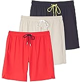 Real Essentials 3 Pack: Men's 9" Inch 2 in 1 Board Shorts with Compression Liner - Bathing Suit with Back Flap Pocket
