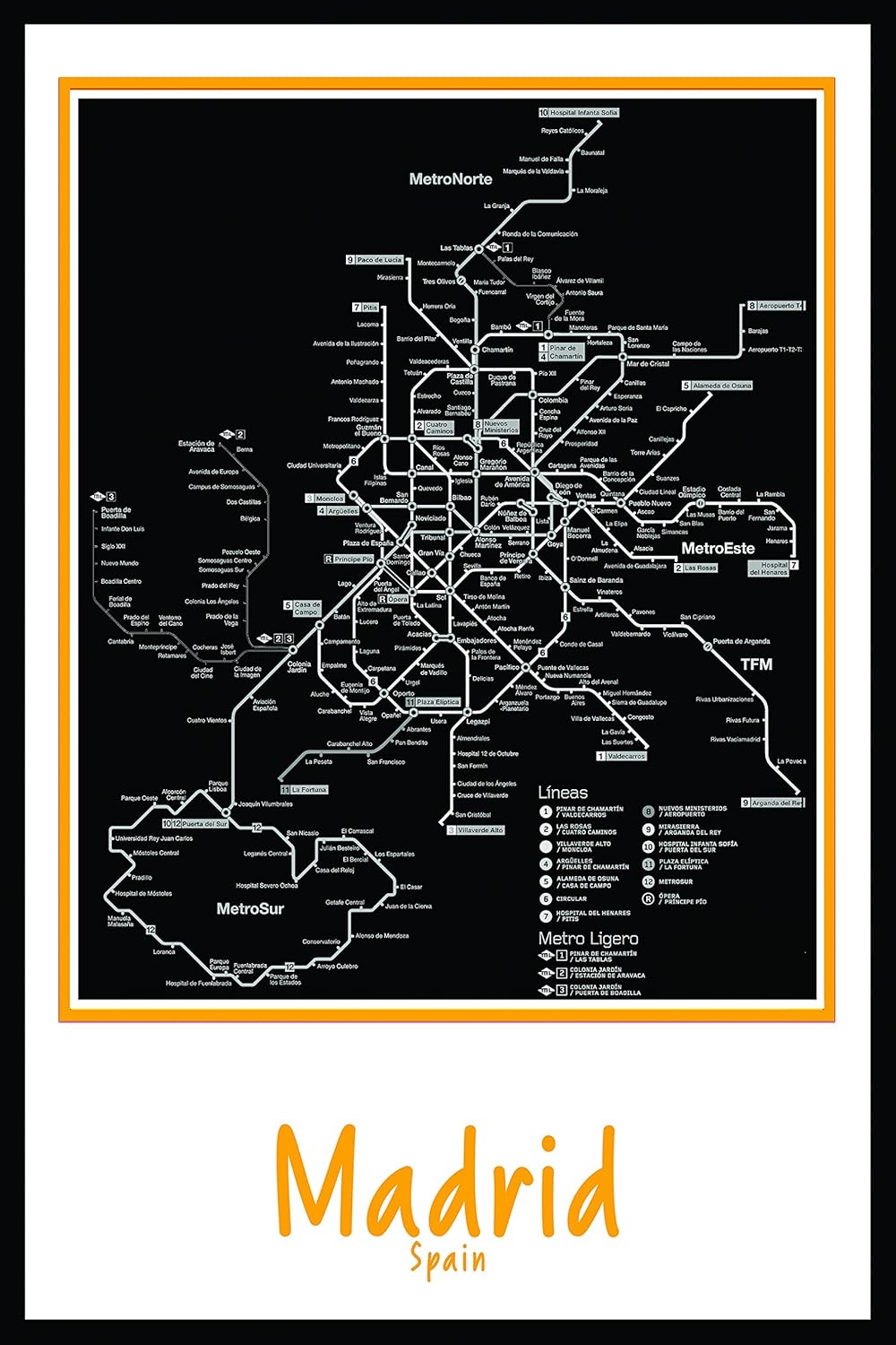Amazon.com: Madrid Spain Subway map wall art decor by Buttered Kat: Posters & Prints