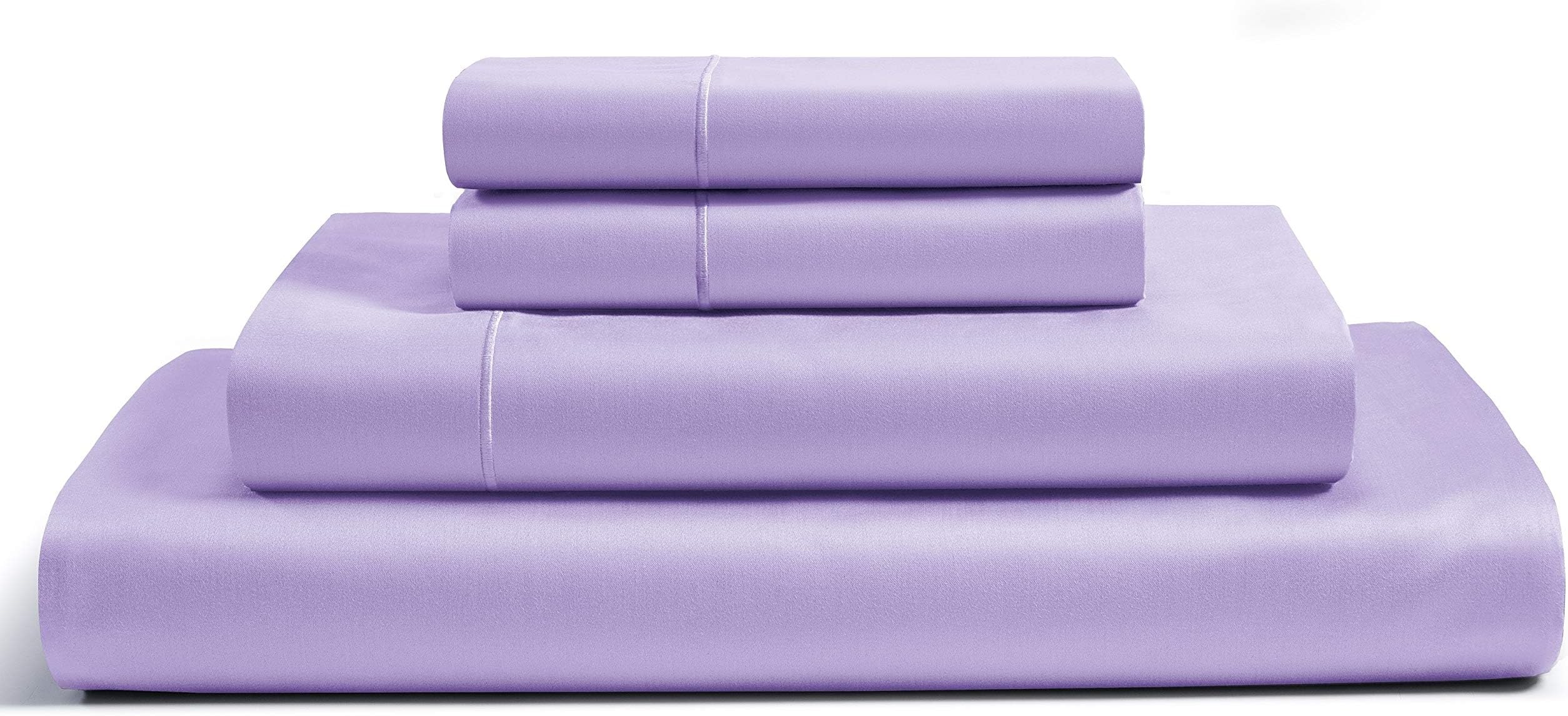 Sheet & Pillowcase Sets, 100% Cotton Sheets, Egyptian Cotton Calking Size, 800 Thread Count Lilac 4 Piece Sheet Set, Solid Sateen Weave, 16" Deep Pocket (Fits Upto 18" Mattress), Bedsheet Set