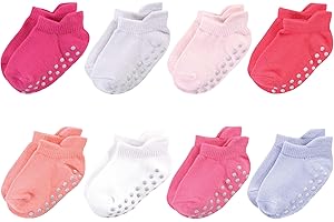 Touched by Nature Baby Girls' Organic Cotton Socks with Non-Skid Gripper for Fall Resistance