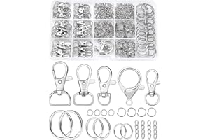325PCS FIVEIZERO Keychain Making Kit - Keychain Clip with Key Ring, Lobster Claw Clasp, Swivel Snap Hook, Jumprings & Extender Chain for Crafts, DIY Projects & Purse Making Supplies