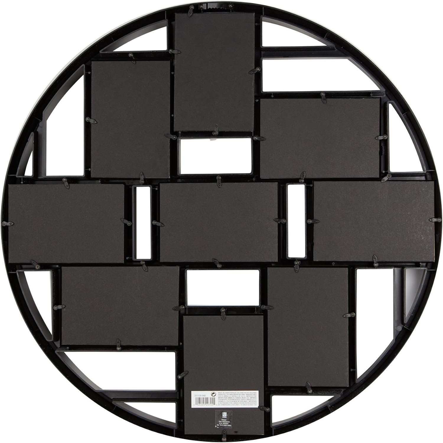 Umbra 311120-040 Luna Large 4x6 Picture Frame Collage and Wall Décor, 21.9 x 21.9 x 1.8, Black - Round Picture Frame