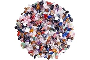 UFEEL 1LB Assorted Tumbled Chips Stone & Crushed Crystal Chips Irregular Shaped Quartz Mixed Stone Pieces for Jewelry Making Home Decorative(About 460g)