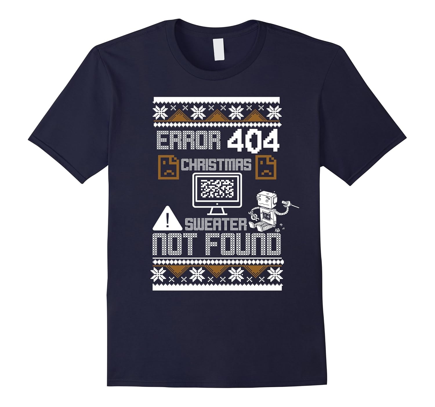 Error 404 Sweater Not Found Computer Ugly Christmas T Shirt-Rose