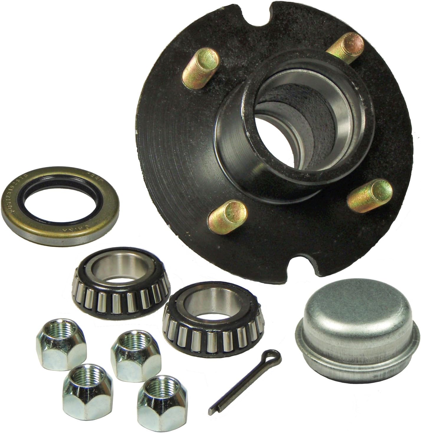 Trailer Hub Kit – 5-Lug On 4.5” Bolt Circle, Fits 2,000 Lb Axles With 1” Spindle, Includes Bearings, Seal & Lug Nuts
