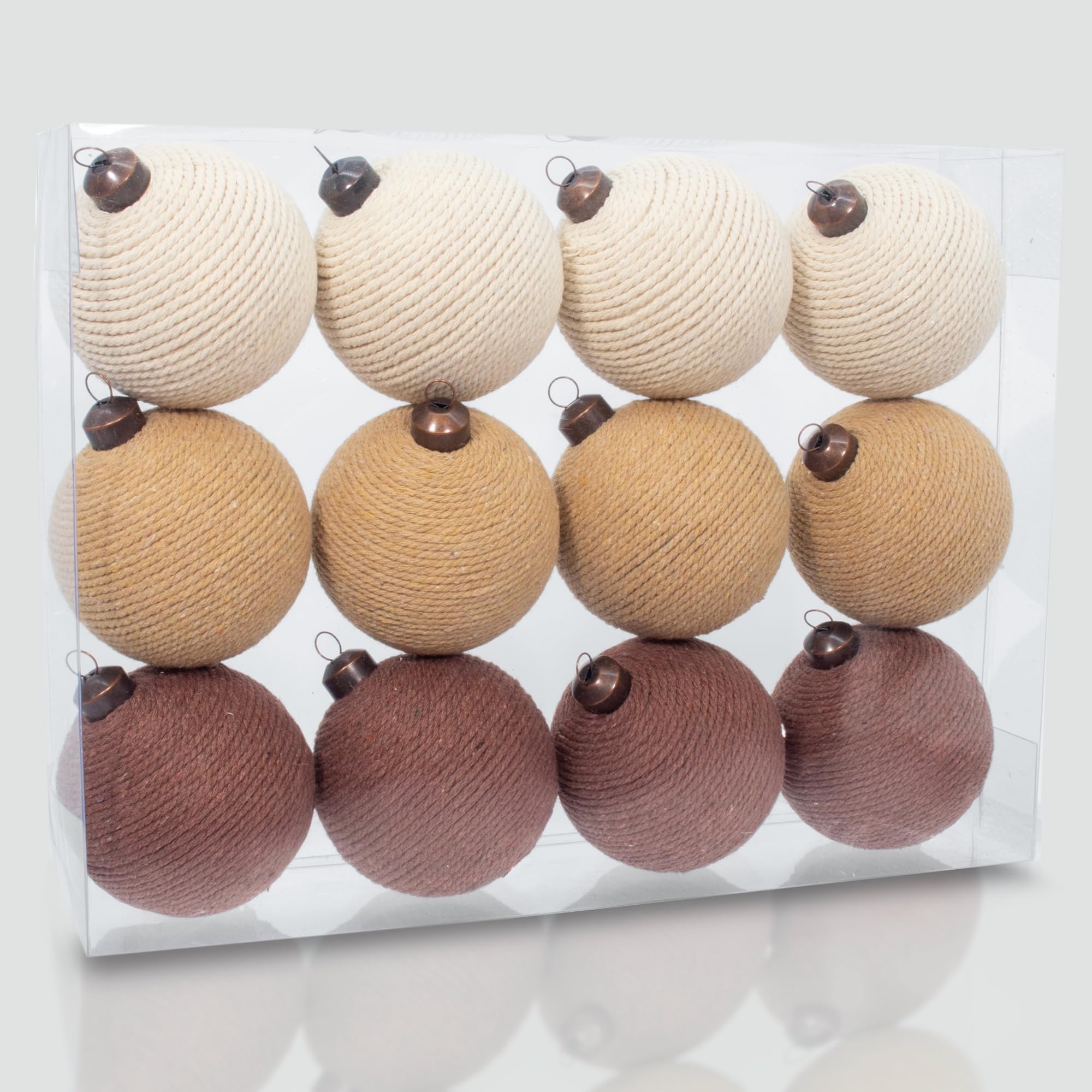 Photo 1 of 12PCS Rustic Burlap Christmas Ornaments, 3.15" Handmade Jute Rope Balls, Farmhouse Christmas Tree Decorations, Boho Natural Hanging Ornaments for Holiday, Party & Home Décor (Multicolor)