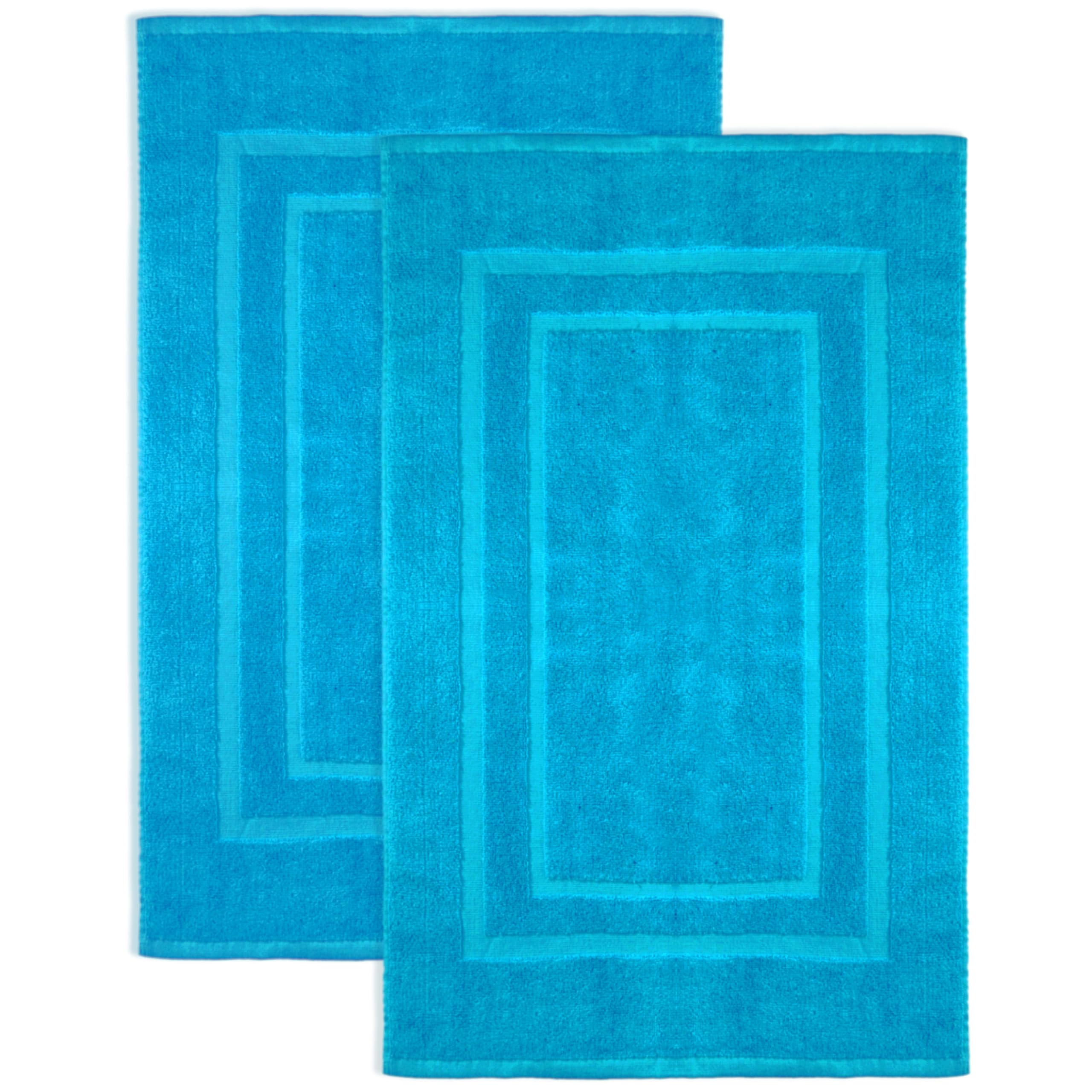 NatureMark Pack of 2 Terry Towelling Bath Mats, 50 x 80 cm, 100% Cotton, Turquoise Türkis-bv-800-2
