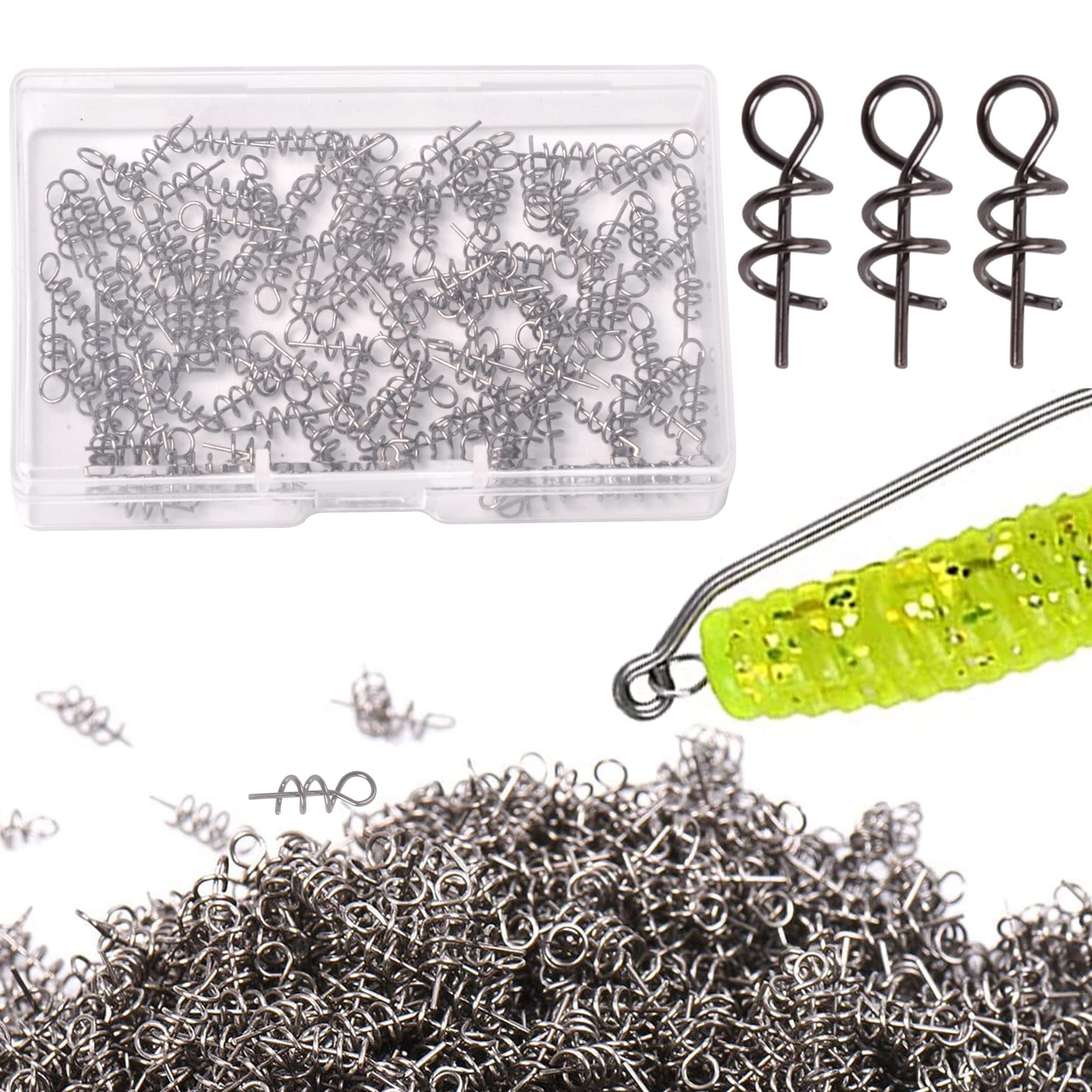 Soft Lure Spring Twist Lock Fishing Hook Centering Pin Bait Lure Screw for Soft Lures Bait Keeper Worm Lures Grub Fishing Hooks Fishing Screw Lock Fixed Latch (S-100PCS)