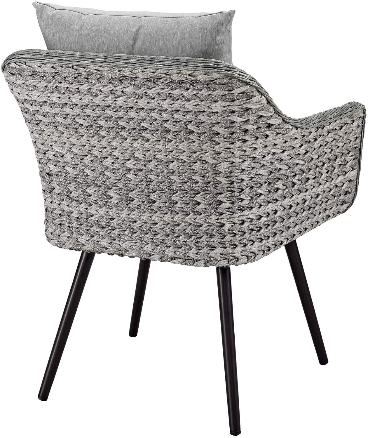 Modway Endeavor Wicker Rattan Aluminum Outdoor Patio Accent Lounge Arm Chair with Cushions in Gray Gray : Garden & Outdoor