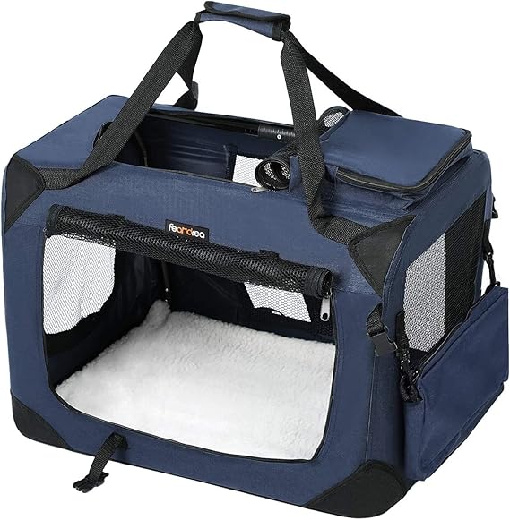 Amazon FEANDREA ペットケージ キャリーバッグ 大型犬 耐噛み 81×58×58cm ペットキャリー 折りたたみ 頑丈耐久