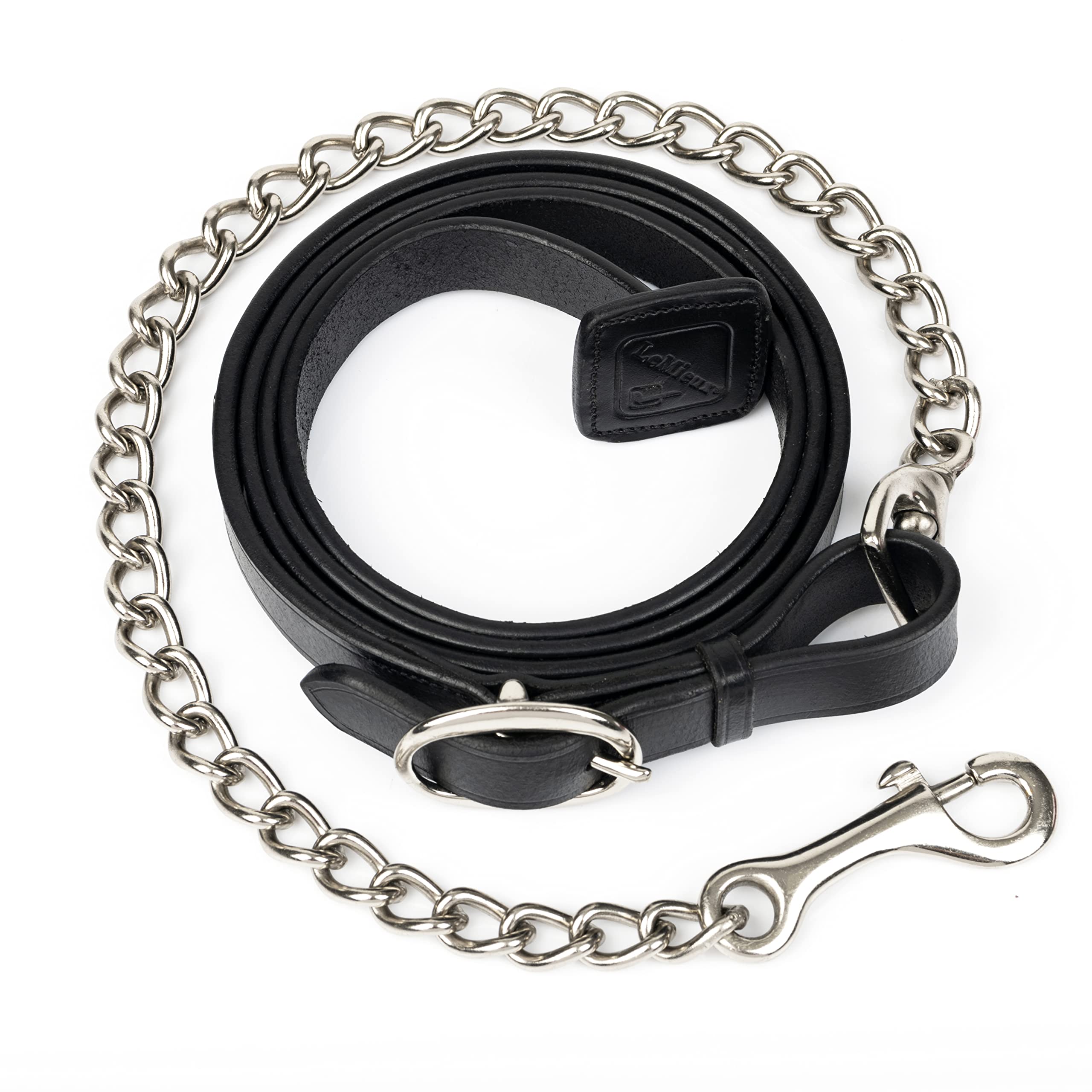 LeMieux Leather Trot Up Chain for Horses in Black - Detachable - Easy to Use Trigger Clip - One Size