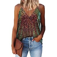 Zyyfly Women's Sparkle Sequin Tank Top – V-Neck Strappy Camisole In Burgundy (XX-Large) - View #8