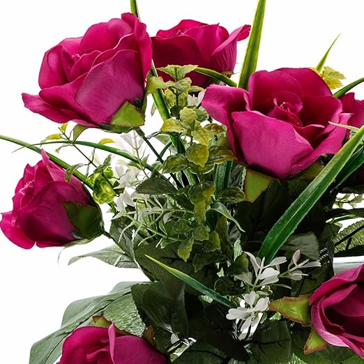 Homescapes Large Artificial Roses Cerise Pink Artificial Rose Flower