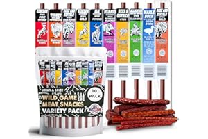 Jerky-n-Spice Wild Game Meat Sticks (10-Pack), Exotic Beef Jerky Variety Pack, Carnivore Snacks, Beef Jerky Snack Packs, Gift Basket Men, Exotic Snacks, Meat Snacks, Gift Box Men, Carnivore Snax