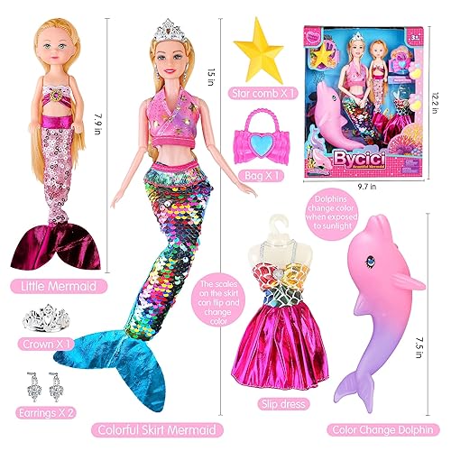 Mermaid Doll with Little Mermaid Toys for Girls Age 4-7 and Pink - Main Image