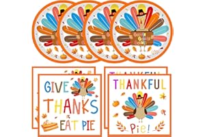 KHAIVI Turkey Thanksgiving Party Supplies Kit, Autumn Disposable Dinnerware Includes, Dessert Plates, Napkins for Fall party Decorations, Serve 20