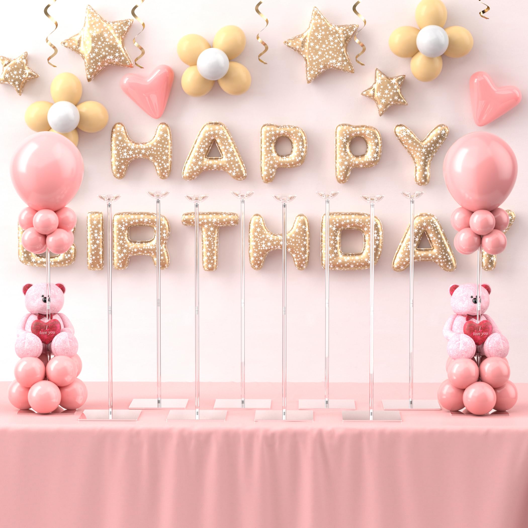 Photo 1 of Toosci 10 Pack Balloons Stands for Tables, 23.6 Inch Acrylic Balloon Centerpiece Stands with Clear Base, Balloon Stick Holder for Wedding, Baby Shower, Holiday, Graduation, Birthday Party Decoration