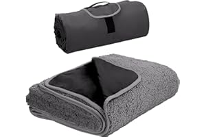Tirrinia Outdoors Waterproof Camping Blanket,Sherpa Fleece Warm Windproof Soccer Stadium Blanket for Car Football Beach Concerts,51''X 59''