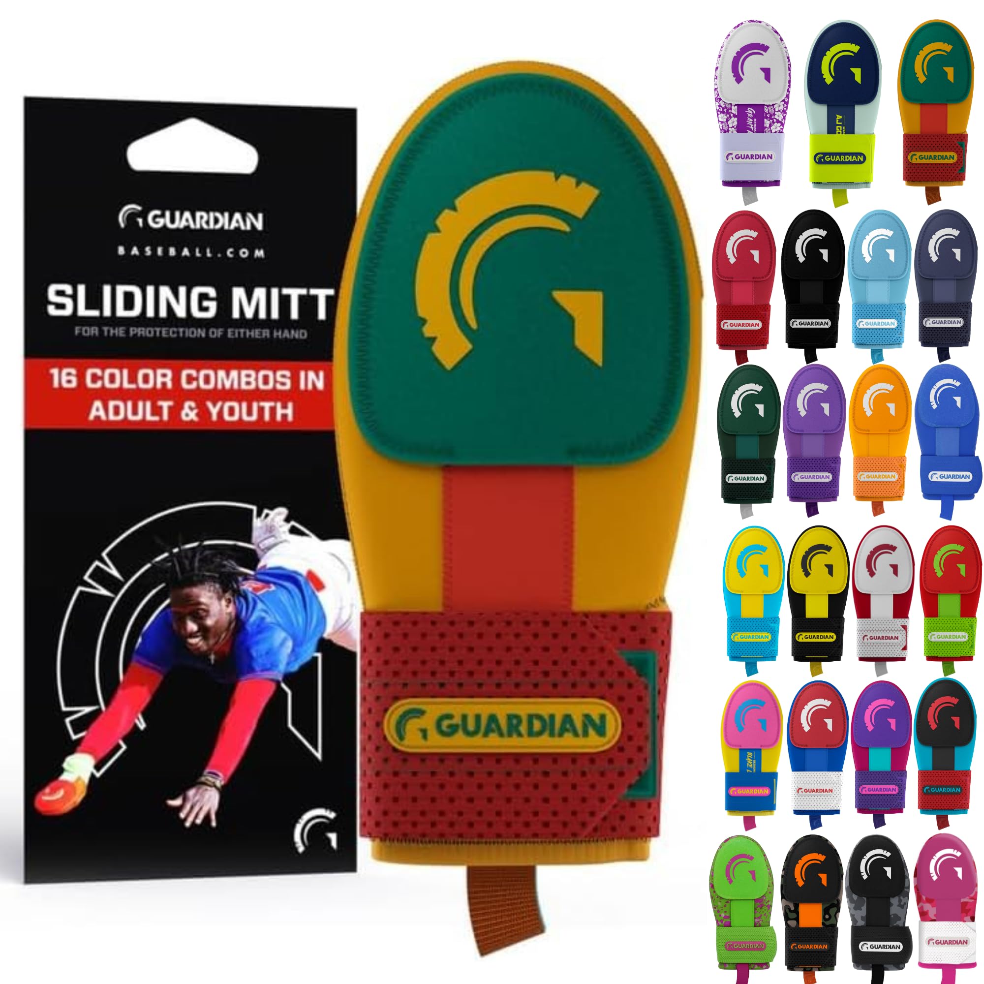 Guardian Baseball Sliding Mitt - Youth and Adult Sizes - Sliding Glove for Baseball - Elastic Compression Strap (Italian Heritage) Image