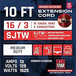 Lone Star 3 Pack 10 ft Outdoor Extension Cord, 16/3