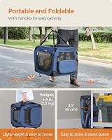 Feandrea Foldable Pet Carrier Bag Large Dog Cat Travel Crate Dark Blue 60x42x42 view 3