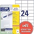 AVERY Zweckform 3490 Address Labels A4 with UltraGrip 70 x 36 mm 30 Sheets Matte Paper Printable Self-Adhesive Address Labels 720 Adhesive Labels White