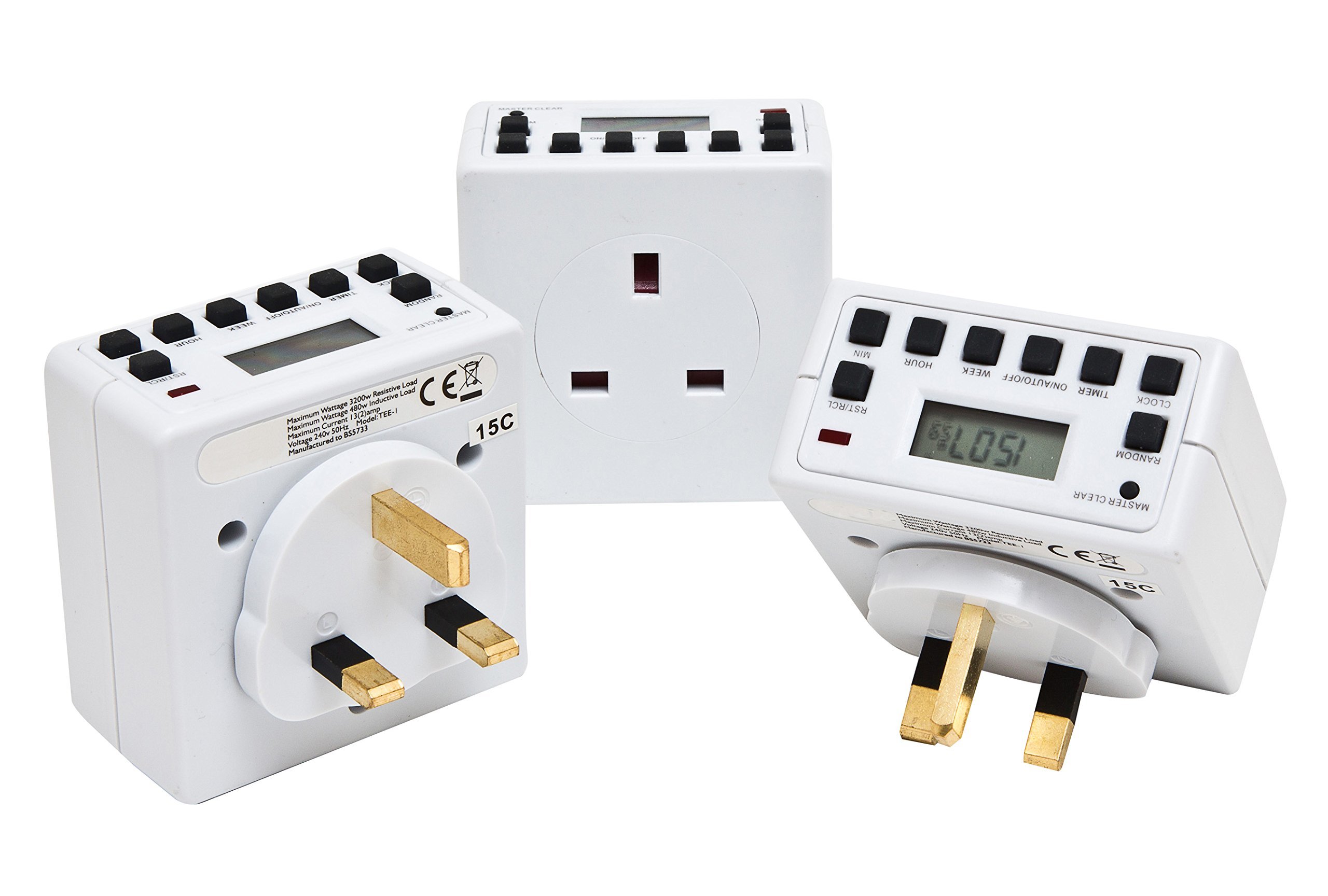 Sockit Electronic Compact Energy Saver Plug-in Mains Timer with LCD Digital Display 12/24 Hour 7 Day Programmable settings (3 Pack)