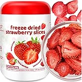 Freeze-Dried Strawberry Slices 5.6oz Jar - 100% Natural Crispy Strawberry Fruit Snack, Vegan, Non-GMO, Dried Berry for Baking, Smoothies, Yogurt & Oatmeal Topping (160g)