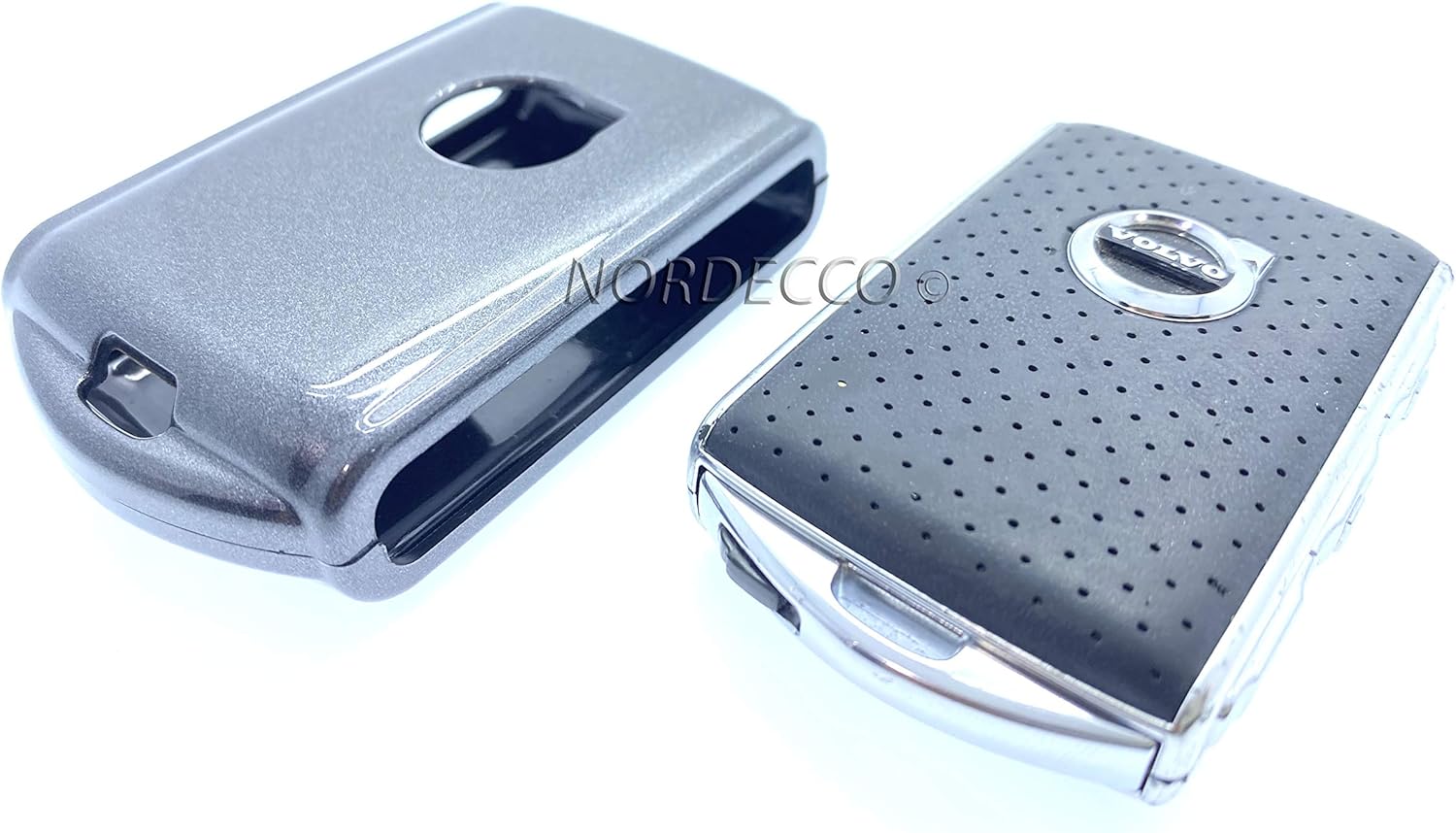 Nordecco High-Grade Metallic ABS Plastic 2 Piece Protective Case Compatible With VOLVO 4 Button Smart Keyless Fob Remote XC90 Fits Models 2018-20 XC40 XC60 XC90 V60 V90 S90 Hybrid (Grey) - Image 3