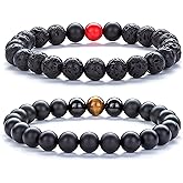 Hamoery Men Women 8mm Tiger Eye Stone Beads Bracelet Elastic Natural Stone Yoga Bracelet Bangle