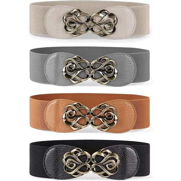 LEACOOLKEY 4 Pack Women Wide Elastic Waist Belt for Dress  display picture 2
