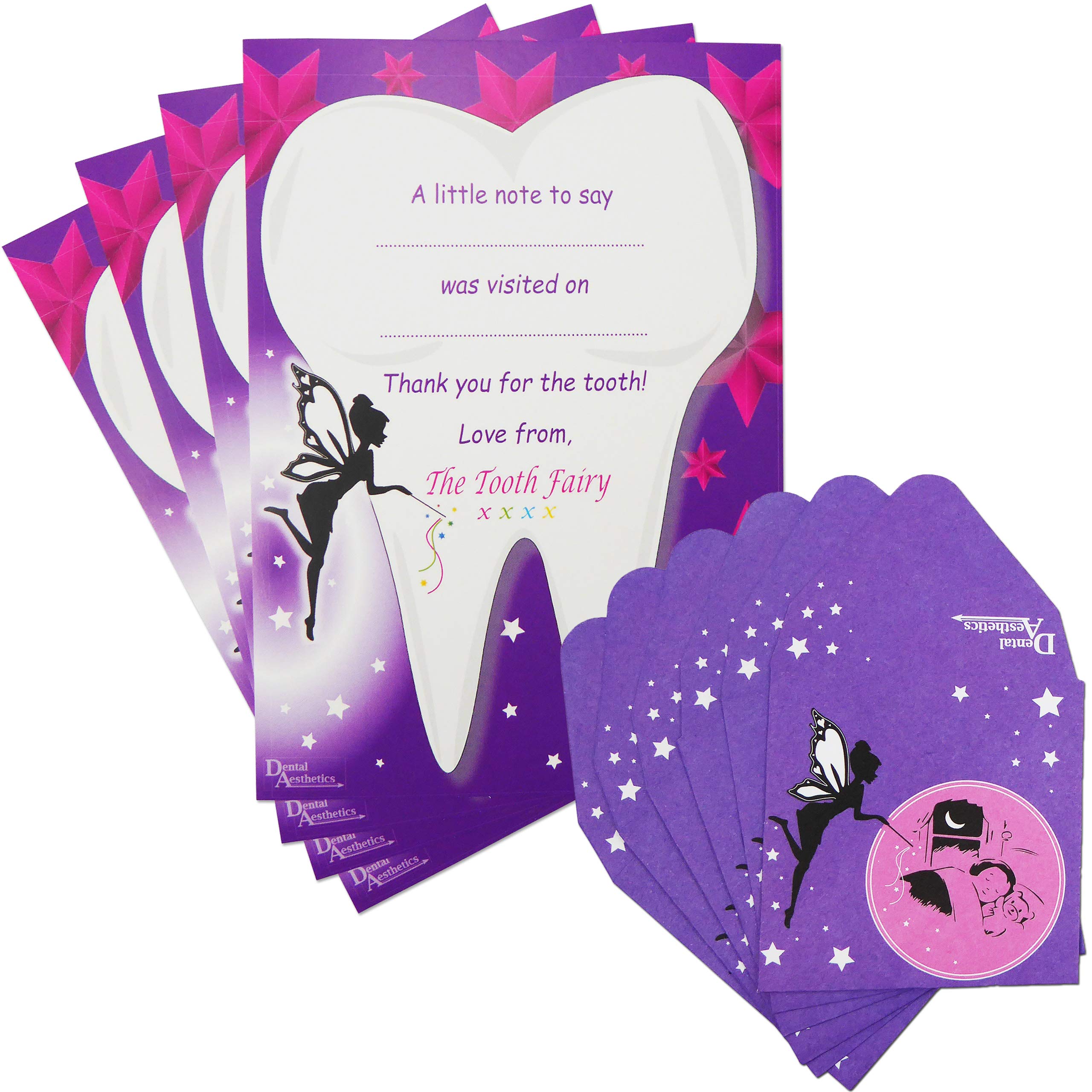 Tooth Fairy Gift Set ~ 8 Envelopes & 4 Certificates (Purple)