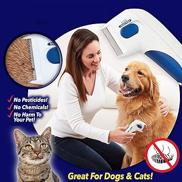 Emily Pets Flea Doctor Flea Comb Perfect for Dogs & Cats, Kills & Stuns Fleas