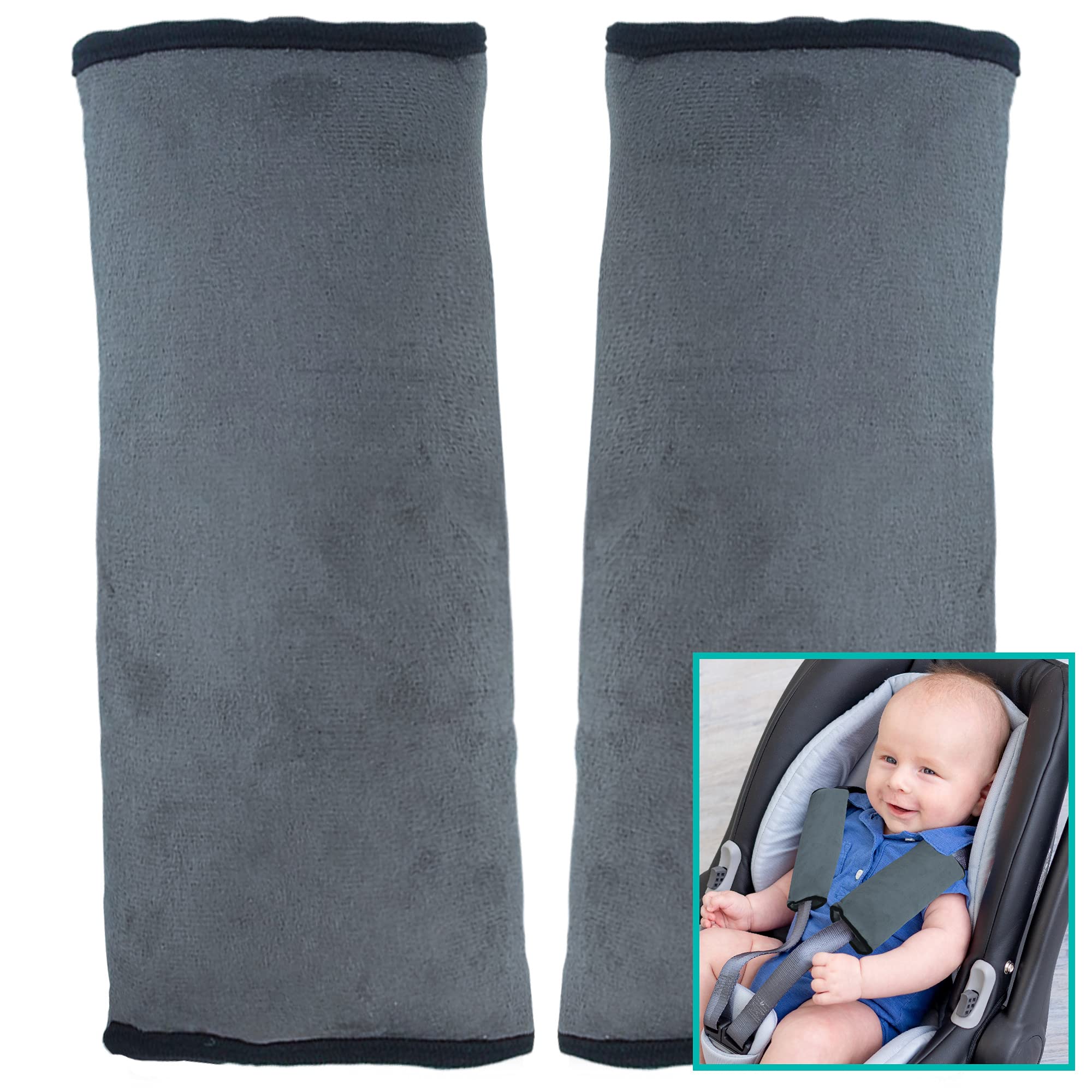 Bebe Style Baby Seat Belt Pads Cover, Car Safety Seatbelt Straps, Soft & Comfortable Shoulder Strap Pad for Toddlers & Kids, Fits Cars and Strollers, 2-Pack